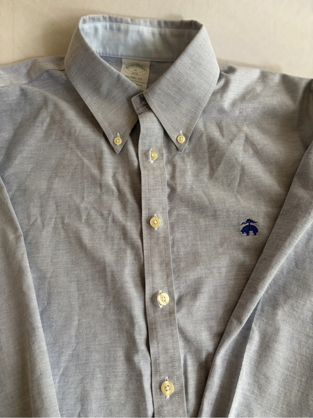 Brooks Brothers Milano Fit Button Up Shirt Men’s Medium Blue Long Sleeve